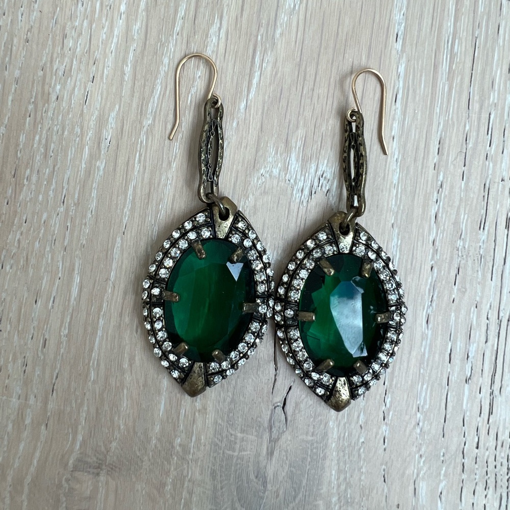 Lulu Frost green drop earrings